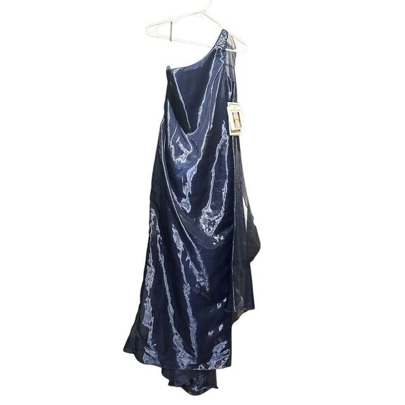 Scott McClintock navy evening gown one shoulder organza dress 6 dead stock vinta - Picture 4 of 15